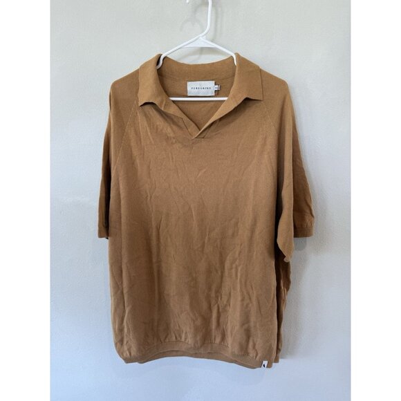 Peregrine Polo Shirt Mens XL Extra Large Orange Gold Knit Cotton Made In England - Picture 1 of 4
